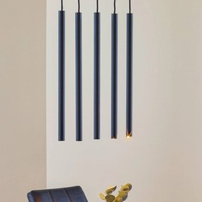 SOLLUX LIGHTING Lampada a sospensione Thin, nera, 5 luci, lineare