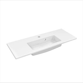 Lavabo integrale rettangolare vasca centrale Neo L 91 x H 11.2 x P 35 cm in ceramica bianco lucido
