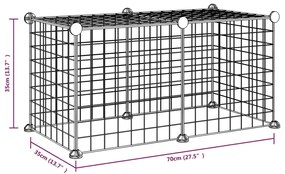 Gabbia per animali domestici 8 pannelli nero 35x35 cm acciaio