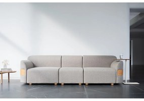 Modulo divano grigio chiaro (parte centrale) in misto lana e lino Hugg - Gazzda