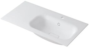 Lavabo integrale rettangolare vasca a destra L 90.5 x H 15 x P 46 cm in resina bianco