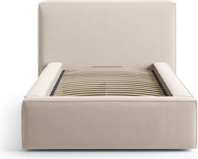 Letto singolo imbottito beige con contenitore con rete inclusa 90x200 cm Jodie – Micadoni