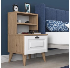 Comodino RANI 45x74,4 cm bianco/marrone