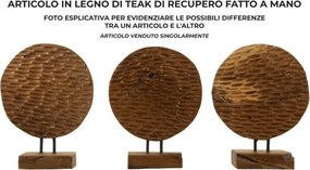 Scultura Coin In Teak Riciclato Cm 30X15,5X40 (Pezzi Unici - Non Rip. In Serie)