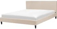 Letto 160 x 200 cm Tessuto a doghe in tessuto beige contemporaneo