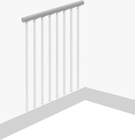 Balaustra in kit IRIS Superiore in acciaio bianco, corrimano in pvc bianco, L 101 cm fissaggio a pavimento