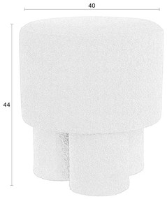 Poggiapiedi bianco con rivestimento in bouclé Marcos – White Label