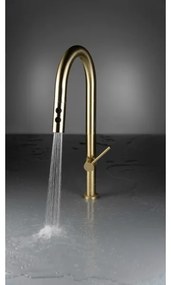 Deante BQO_R72M - Rubinetto lavello con doccetta estraibile OLFATO pettinato oro