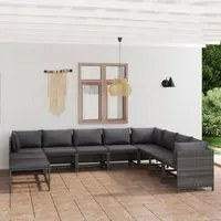 Set Divani da Giardino 11 pz con Cuscini in Polyrattan Grigio 3059775