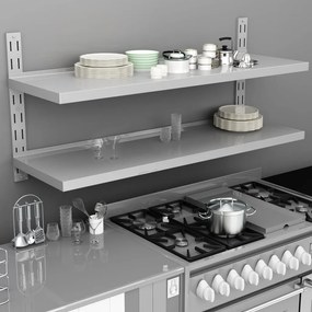 Mensola A Sospensione A 2 Livelli İn Acciaio Inox 150x30 Cm /