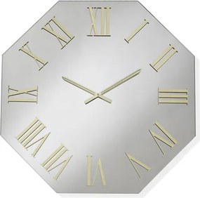 Orologio ottagonale 60x60 cm in cristallo Chiaro e numeri Oro - DYLAN