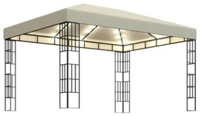 Gazebo con Stringa di Luci LED 3x4 m Crema