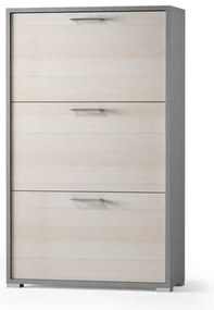 Scarpiera salvaspazio con tre ante a ribalta in legno larice / tessuto H 112 cm