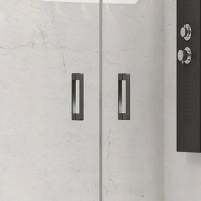 Kamalu - doccia per nicchia 110-115 cm doppio battente profili neri kn-saloon