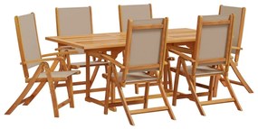 Set pranzo da giardino 7pz legno massello di acacia e textilene