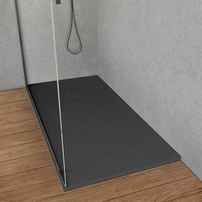 Piatto doccia resina 80x170 antracite effetto pietra filo pavimento    Loren
