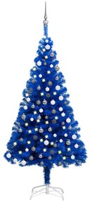 Albero Di Natale Preilluminato Con Palline Blu 120 Cm Pvc /