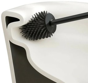 Scopino di ricambio per wc con setole in silicone e manico nero in acciaio