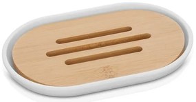 Porta sapone da appoggio bianco in abs e bambù Surf