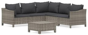 Set divani da giardino 6 pz con cuscini in polyrattan grigio