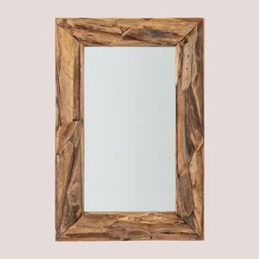 Specchio da Parete Rettangolare in Raffa Wood ↑118 cm - Sklum