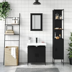 Set mobili da bagno 3 pz nero in legno multistrato