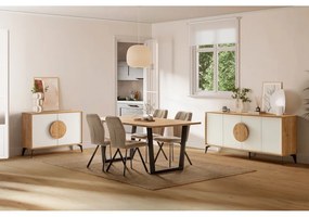 Cassettiera bassa in rovere decorata in bianco e naturale 110x82 cm Vae - Marckeric