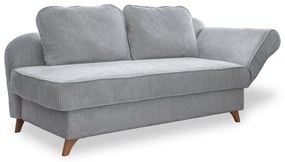 Chaise longue grigio chiaro (con penisola a destra) con rivestimento in velluto a coste Chic Charlotte – Miuform