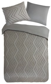 Set lenzuola letto una piazza e mezza in microfibra grigio-marrone 140x220 cm Pure Zigzag - Good Morning