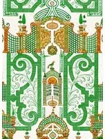 Mindthegap Carta da parati Emperors Labyrinth - Green/ Orange/ White