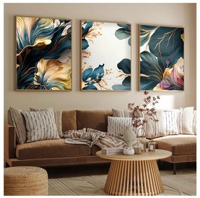 SET 3x Foto in cornice 50x70 cm piante