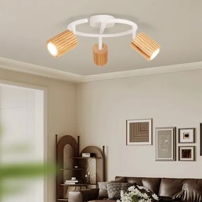Brilagi - Faretto MODERN WOOD 3xGU10/8W/230V legno di caucciù/bianco