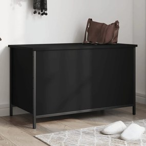 Panca Portaoggetti Nera 80x42,5x50 Cm İn Legno Multistrato /