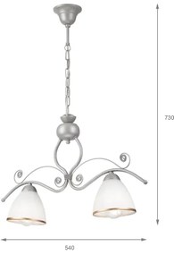 Lampadario a sospensione con catena RETRO 2xE27/60W/230V argento