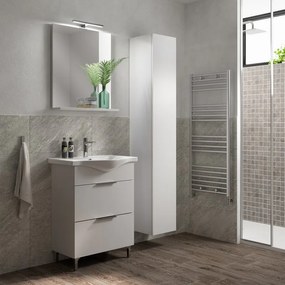 Mobile sottolavabo, lavabo e specchio con illuminazione Jnka bianco opaco L 65 x H 75 x P 46 cm 1 vasca 2 cassetti