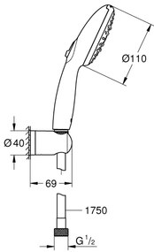 GROHE 26769001 - Set doccia VITALIO START 110 1750 mm cromo lucido