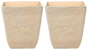 Set di 2 vasi quadrati per interno ed esterno beige 49 x 49 x 53 cm DELOS Beliani