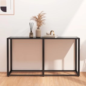 Tavolo Consolle Nero 140x35x75,5 Cm İn Vetro Temperato /