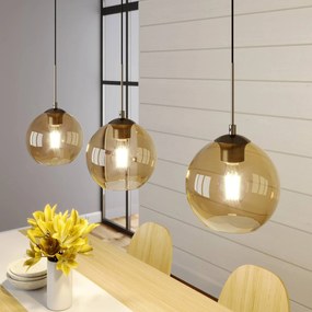 Lampada a sospensione in vetro Sofian Lindby, dimmerabile, Crema / Ambra, Soggiorno / Sala da pranzo, Vetro, Moderno, Lampada a sospensione