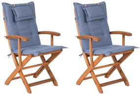 Set di 2 sedie da giardino legno d'acacia azzurro MAUI Beliani