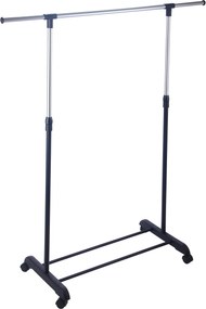 Stender Porta Abiti Estensibile in Acciaio con Ruote 125x170x42 cm Fadi Nero e Acciaio...