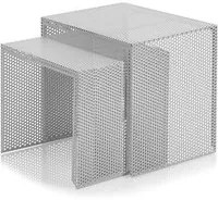 Set 2 Tavolini 41x30x37 cm in Metallo Grigio