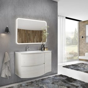 Mobile sottolavabo e lavabo Armonia per vasca a sinistra rovere nordic in mdf L 105 x H 56 x P 49 cm, 1 anta 2 cassetti
