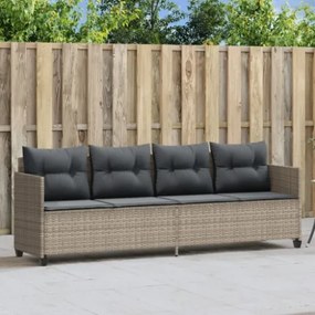 Lettino Prendisole con Cuscini Grigio Chiaro in Polyrattan