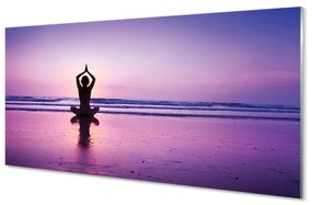 Quadro vetro Yoga marino al femminile 100x50 cm