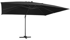 Ombrellone A Sbalzo Con Led Palo İn Alluminio 400x300 Cm Nero /
