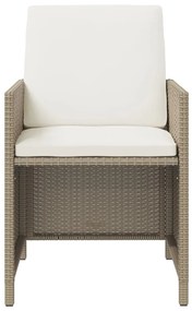 Set da pranzo per giardino 9pz con cuscini in polyrattan beige