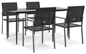 Set da Pranzo da Giardino 5 pz in Polyrattan e Acciaio