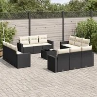 Set Divani da Giardino 13pz con Cuscini Nero in Polyrattancod mxl 111192