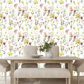 Carta da parati – Fiori gialli con tocco vintage